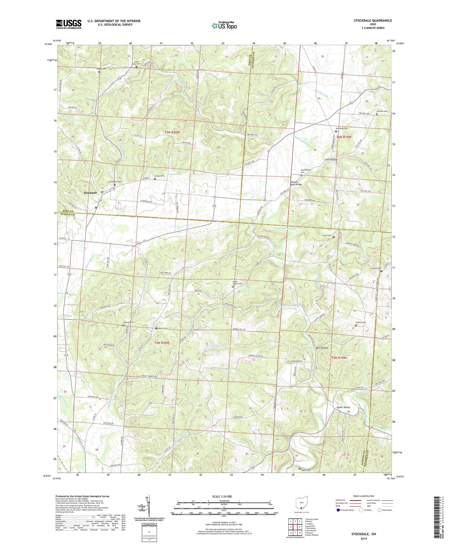Stockdale Ohio US Topo Map Image