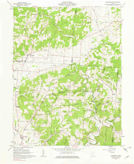 Classic USGS Stockdale Ohio 7.5'x7.5' Topo Map Image