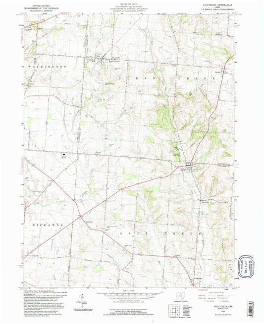 Classic USGS Stoutsville Ohio 7.5'x7.5' Topo Map Image