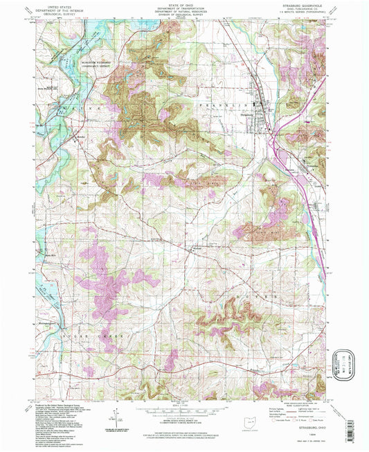 Classic USGS Strasburg Ohio 7.5'x7.5' Topo Map Image