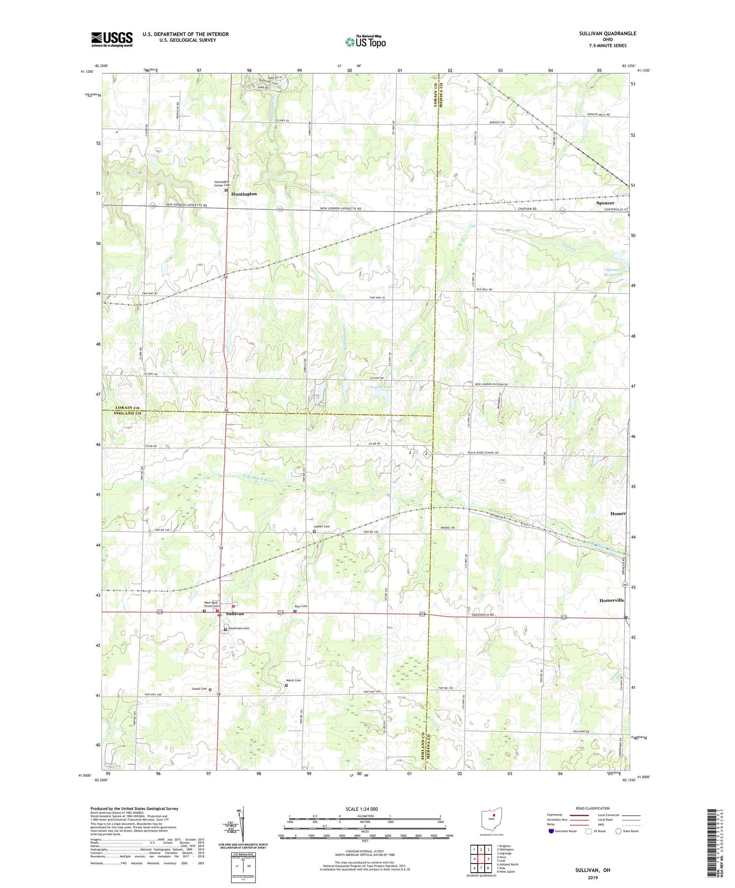 Sullivan Ohio US Topo Map Image
