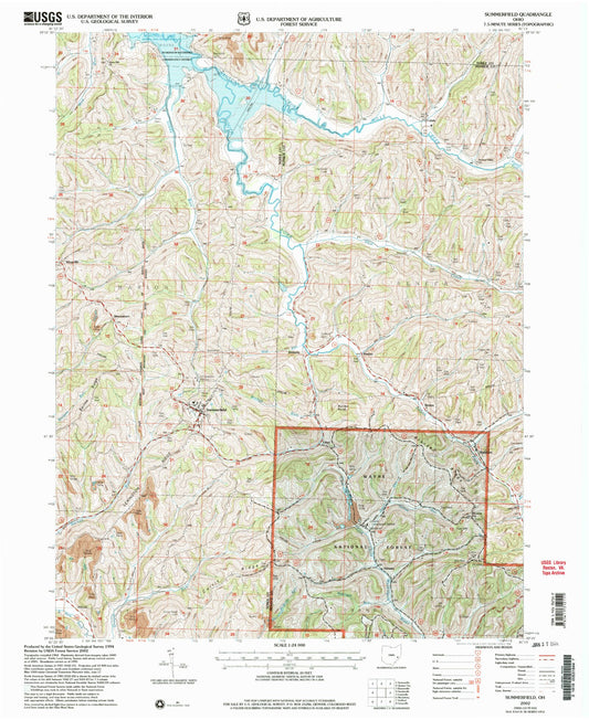 Classic USGS Summerfield Ohio 7.5'x7.5' Topo Map Image