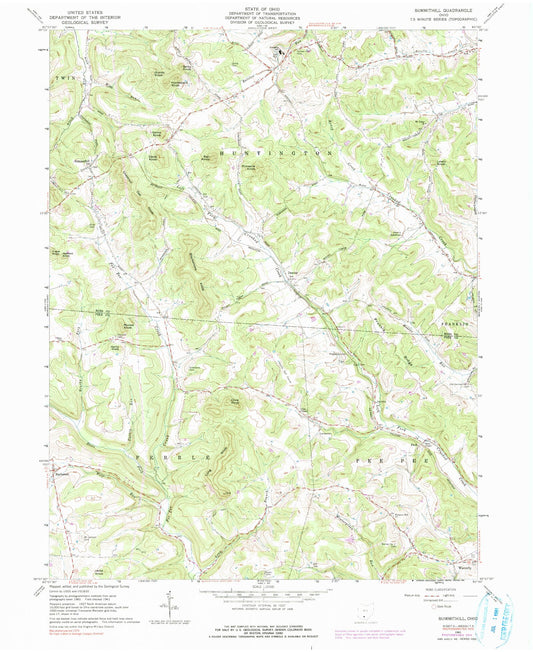 Classic USGS Summithill Ohio 7.5'x7.5' Topo Map Image