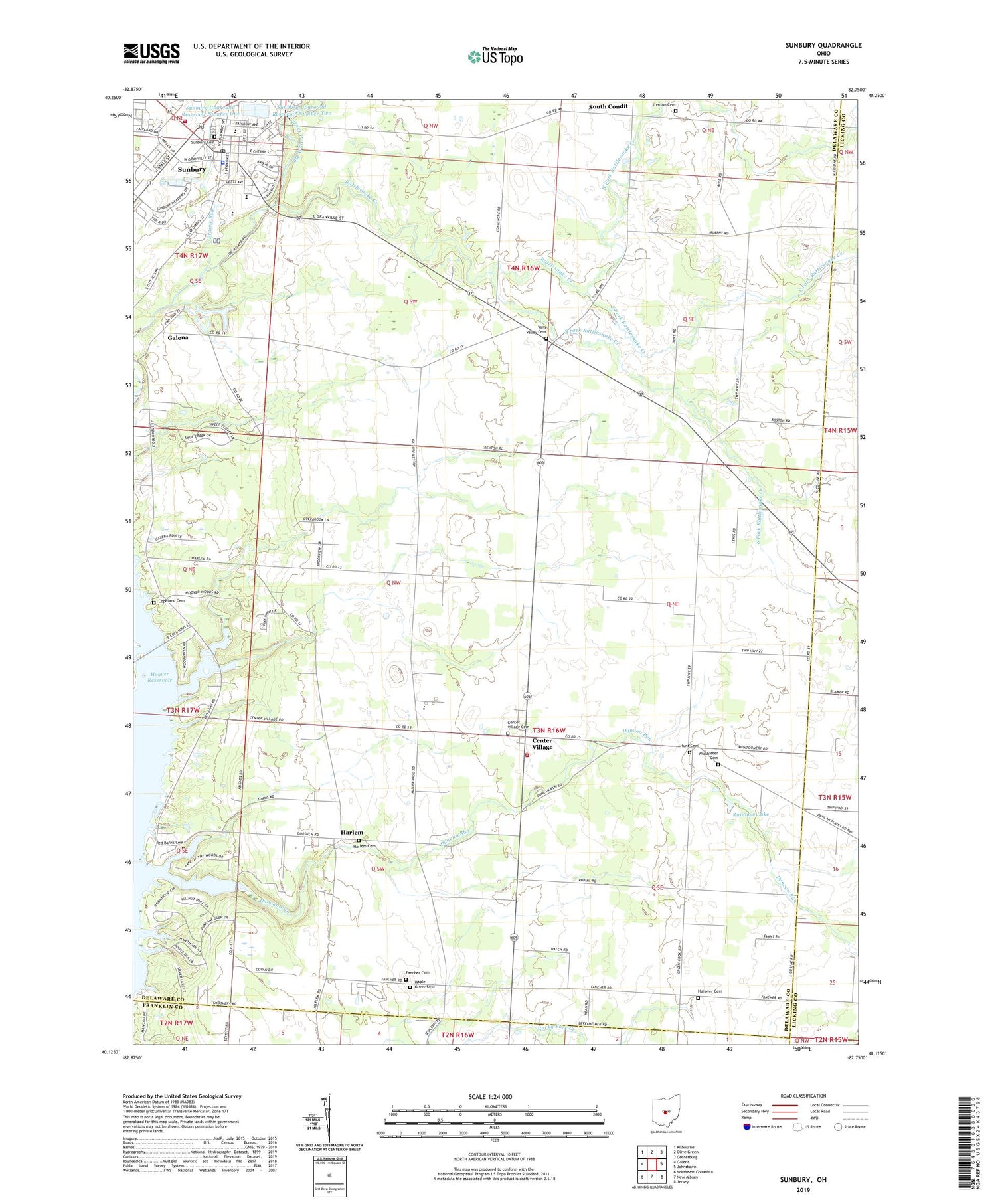 Sunbury Ohio US Topo Map Image