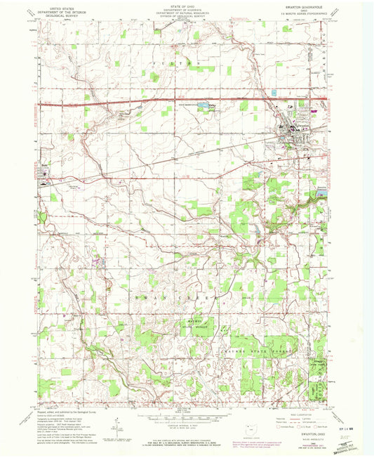 Classic USGS Swanton Ohio 7.5'x7.5' Topo Map Image