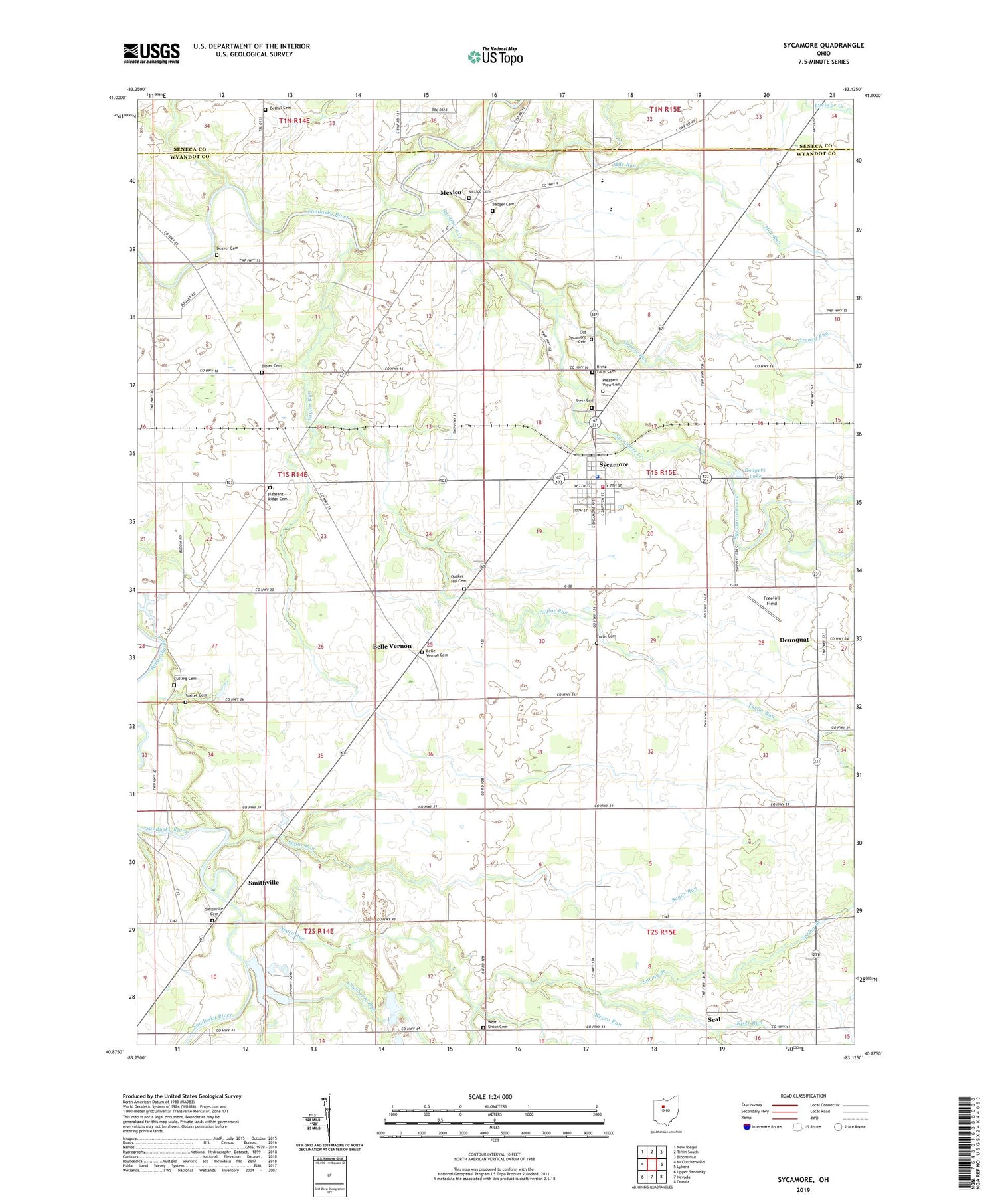 Sycamore Ohio US Topo Map Image