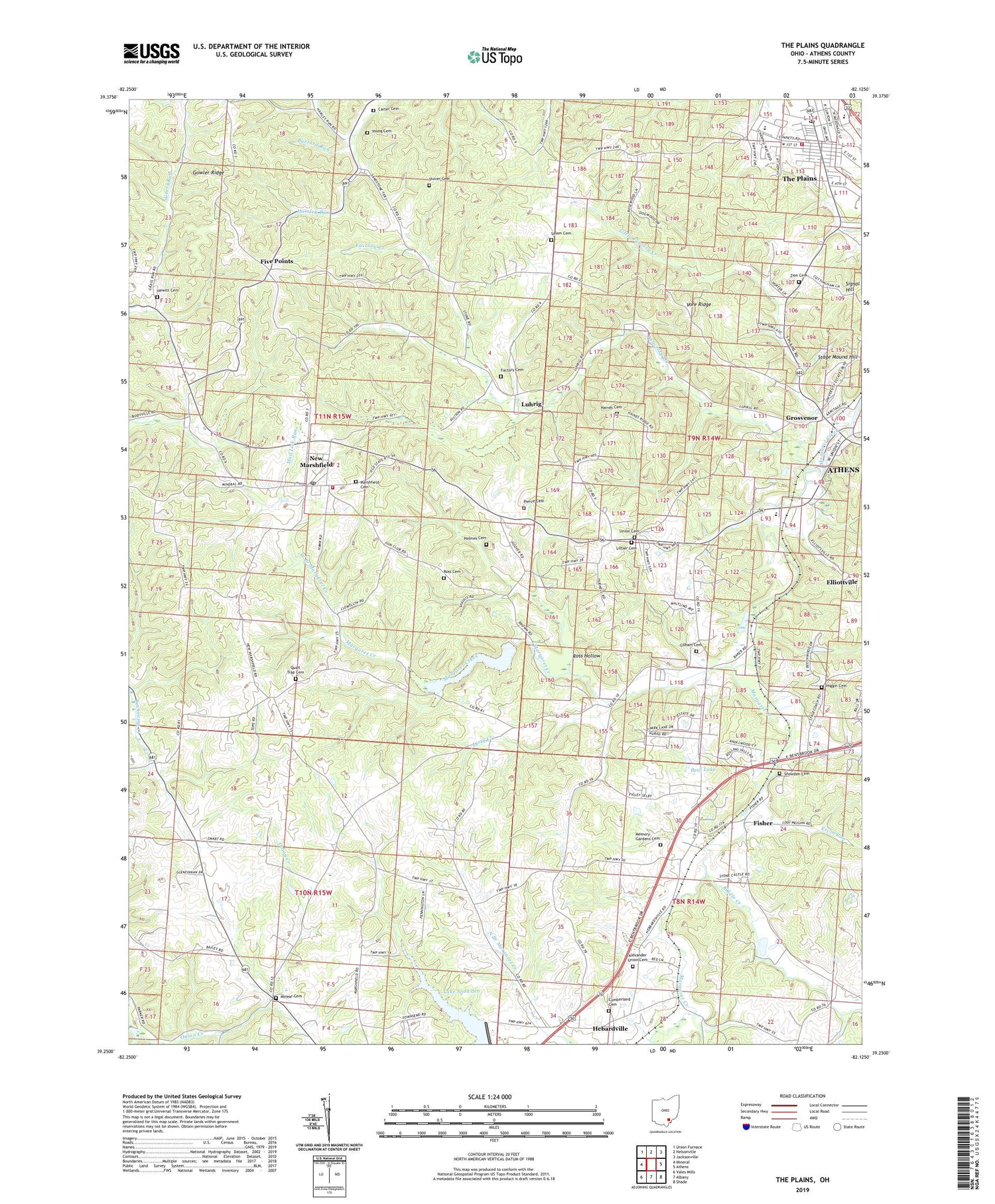 The Plains Ohio US Topo Map Image