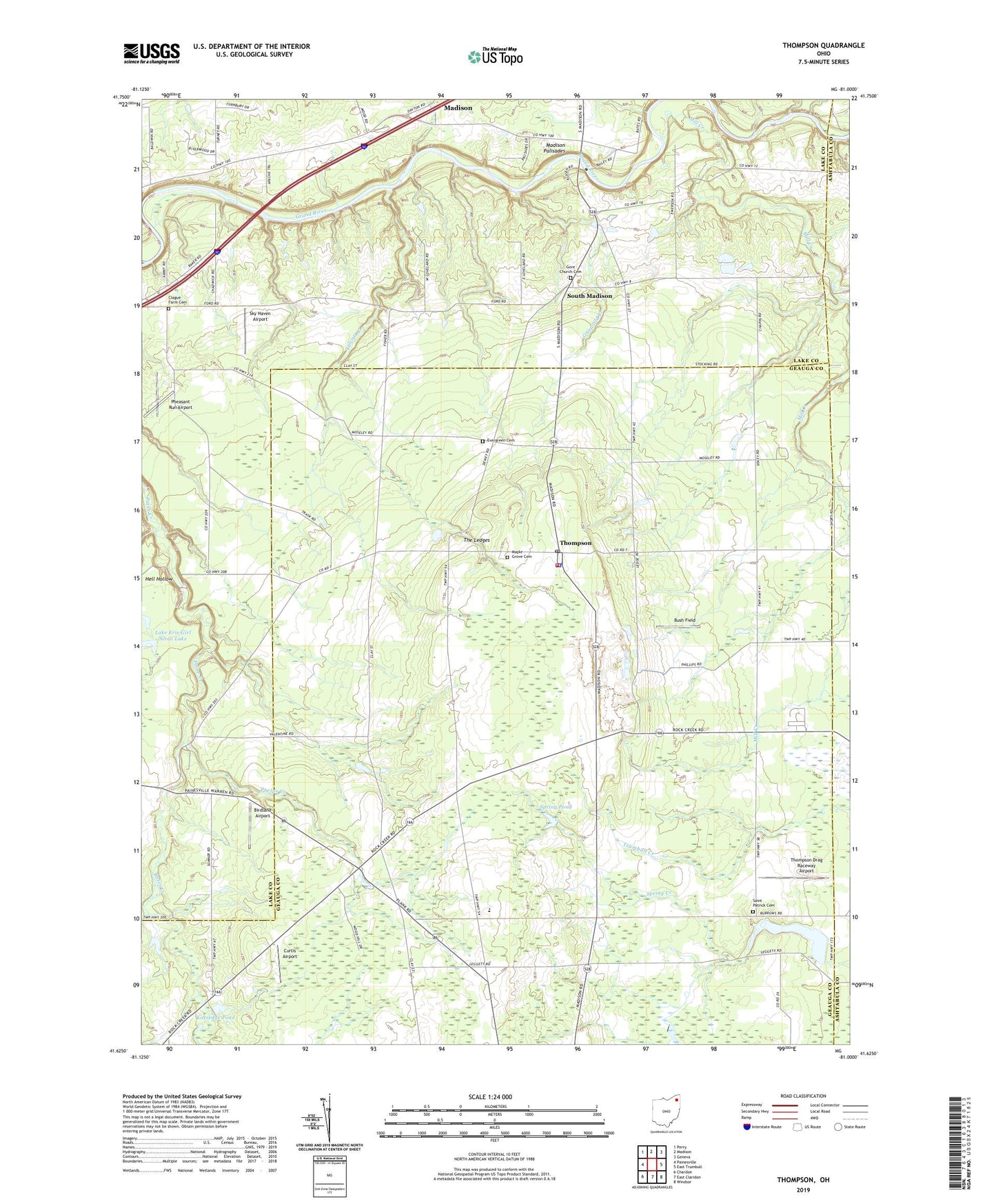 Thompson Ohio US Topo Map Image