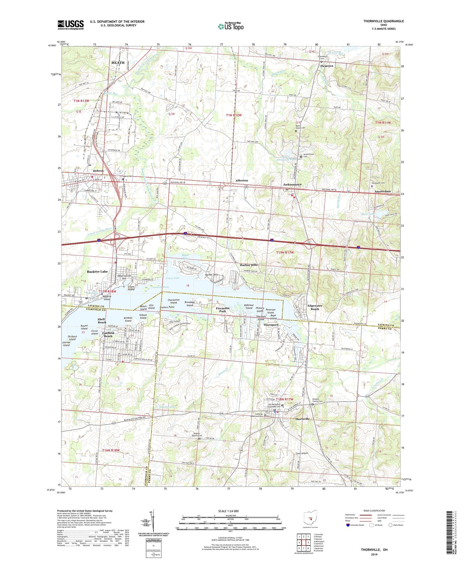 Thornville Ohio US Topo Map Image