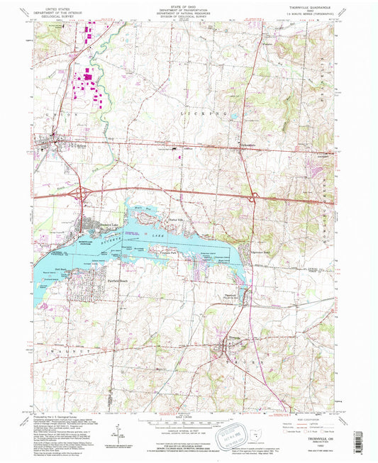 Classic USGS Thornville Ohio 7.5'x7.5' Topo Map Image