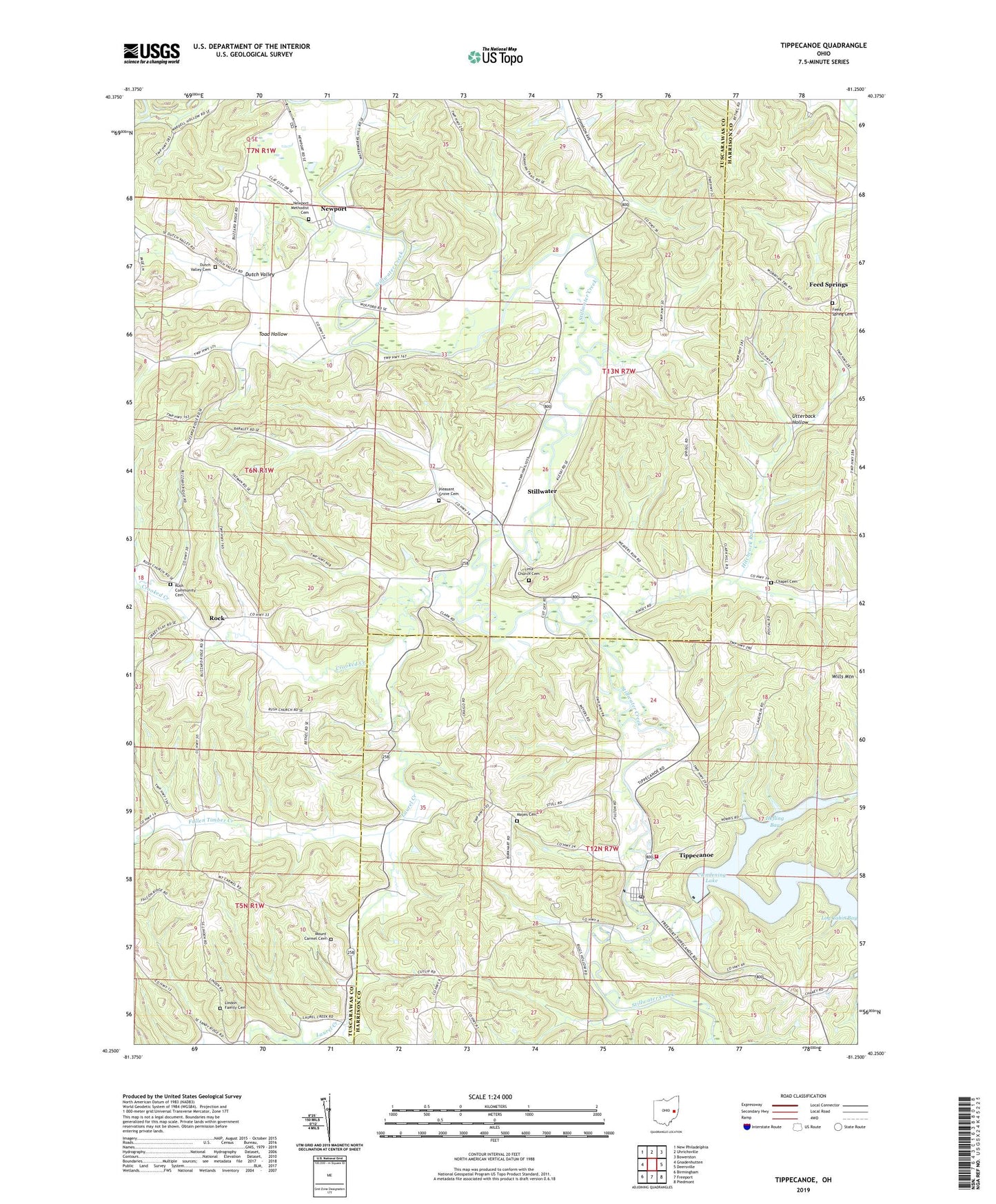 Tippecanoe Ohio US Topo Map Image