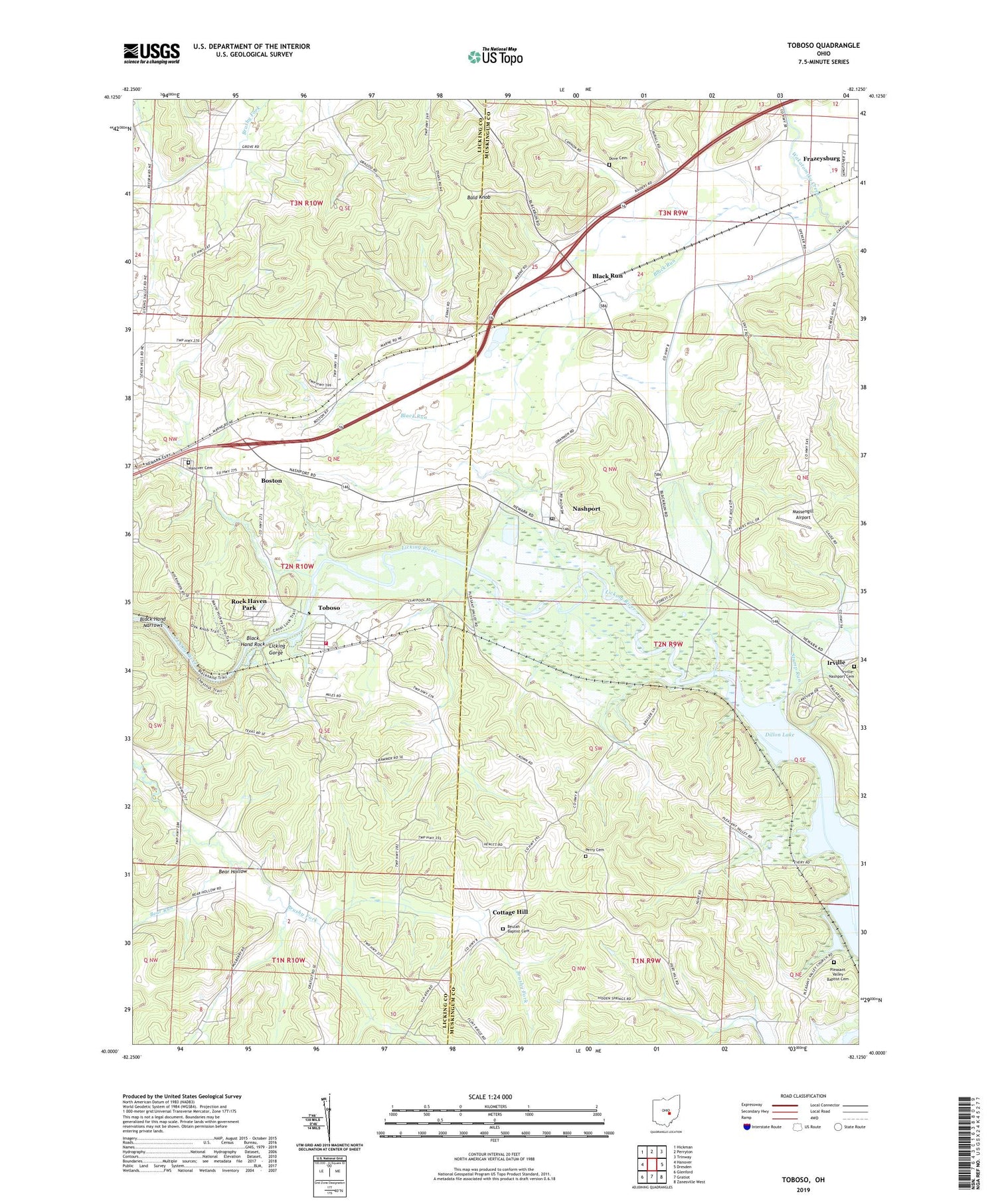 Toboso Ohio US Topo Map Image