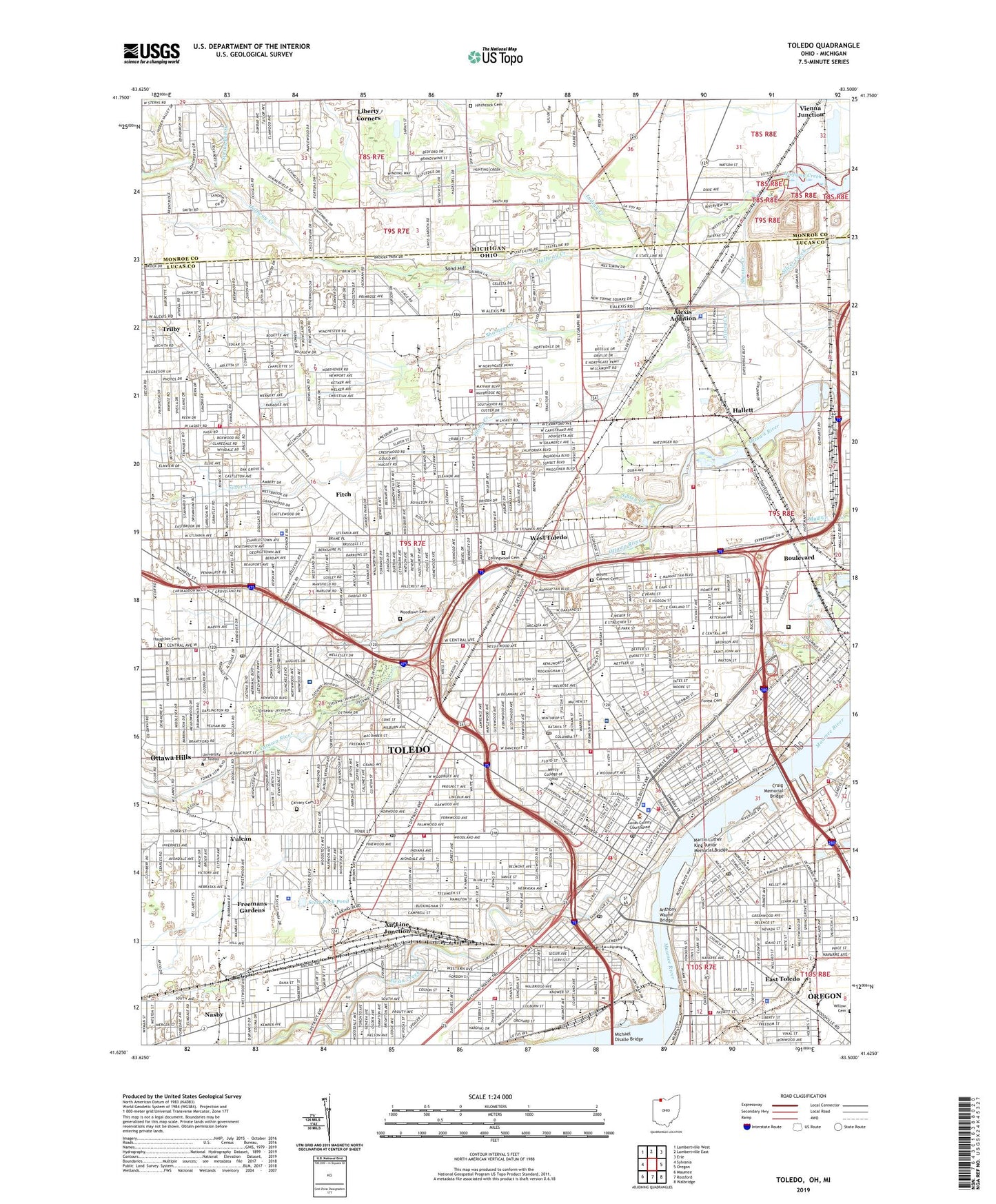 Toledo Ohio US Topo Map Image