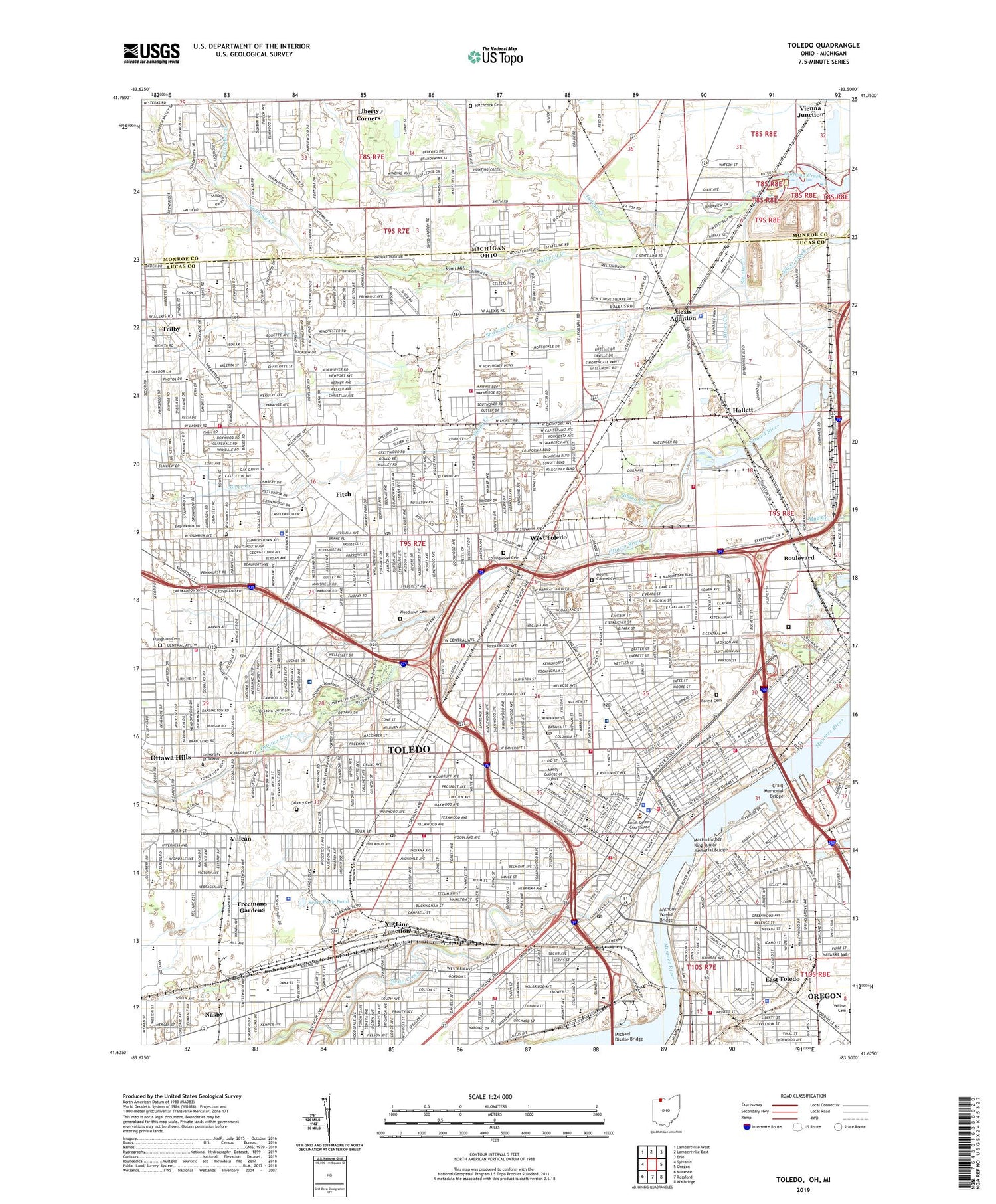 Toledo Ohio US Topo Map Image