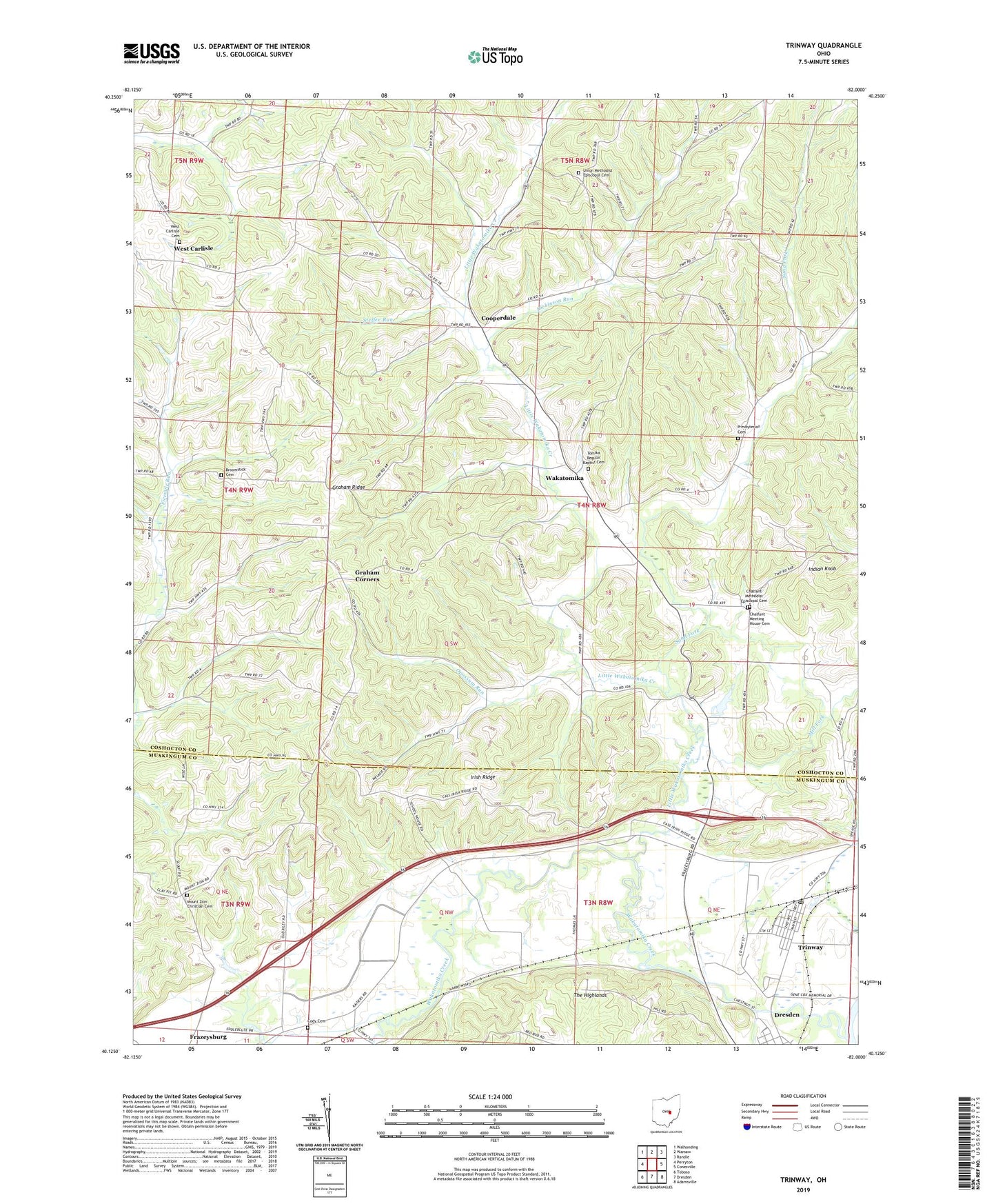 Trinway Ohio US Topo Map Image