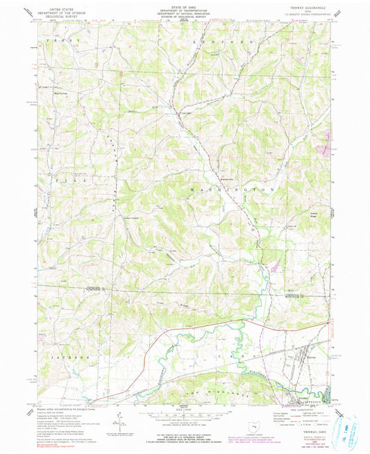 Classic USGS Trinway Ohio 7.5'x7.5' Topo Map Image