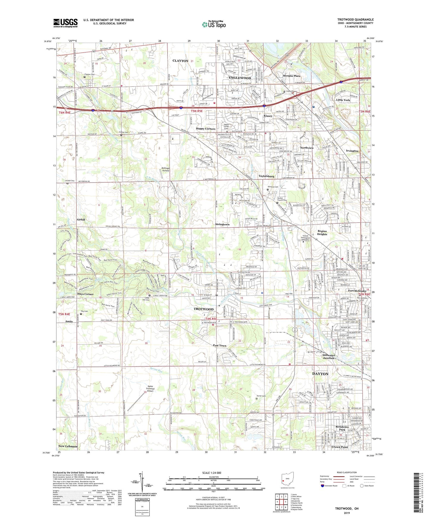 Trotwood Ohio US Topo Map Image