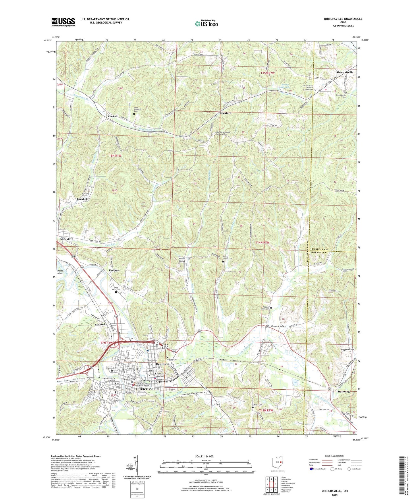 Uhrichsville Ohio US Topo Map Image
