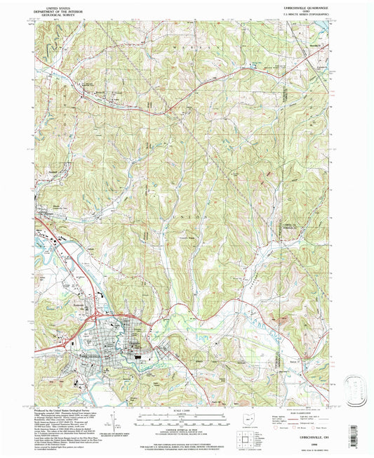 Classic USGS Uhrichsville Ohio 7.5'x7.5' Topo Map Image