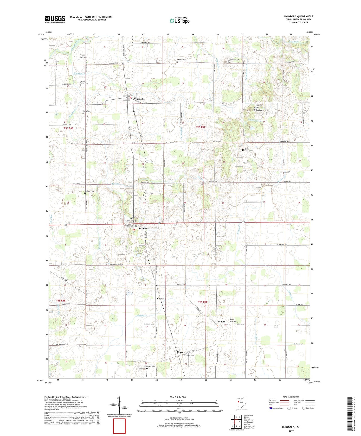 Uniopolis Ohio US Topo Map Image