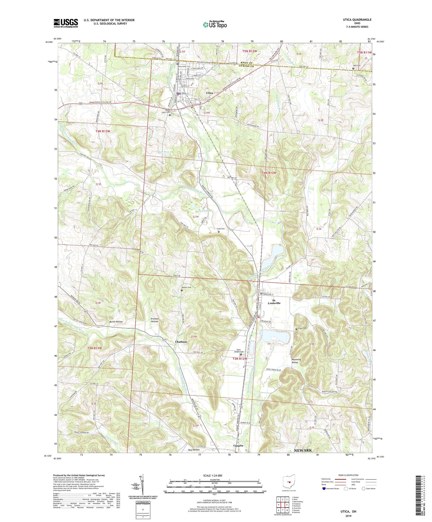 Utica Ohio US Topo Map Image