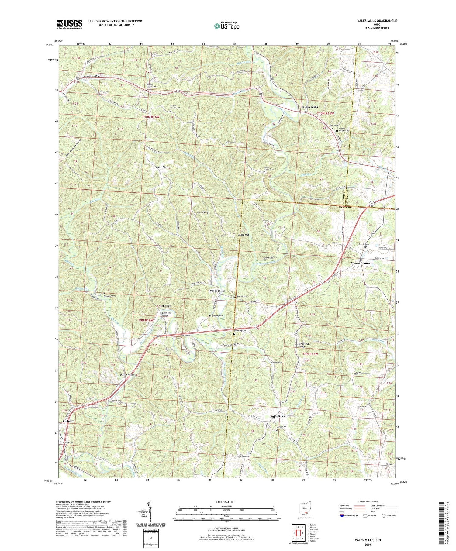 Vales Mills Ohio US Topo Map Image
