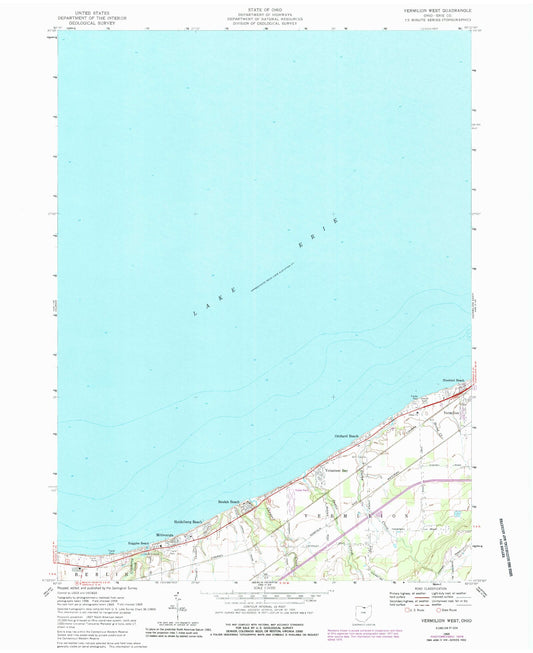 Classic USGS Vermilion West Ohio 7.5'x7.5' Topo Map Image