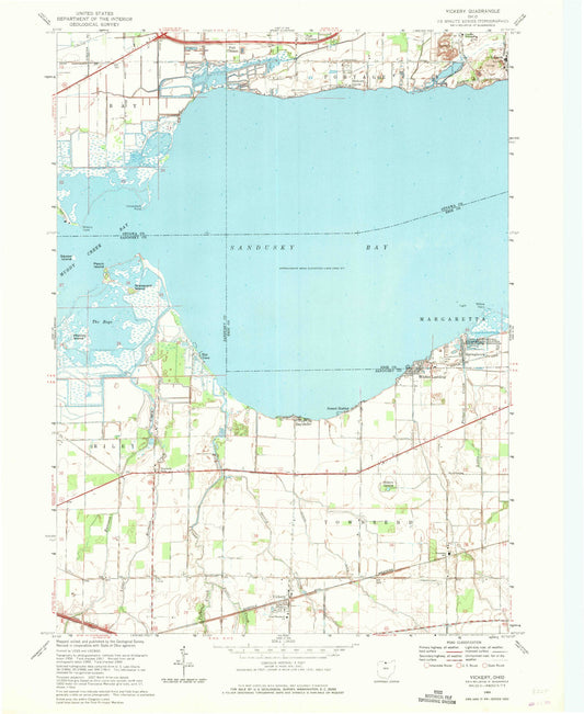 Classic USGS Vickery Ohio 7.5'x7.5' Topo Map Image