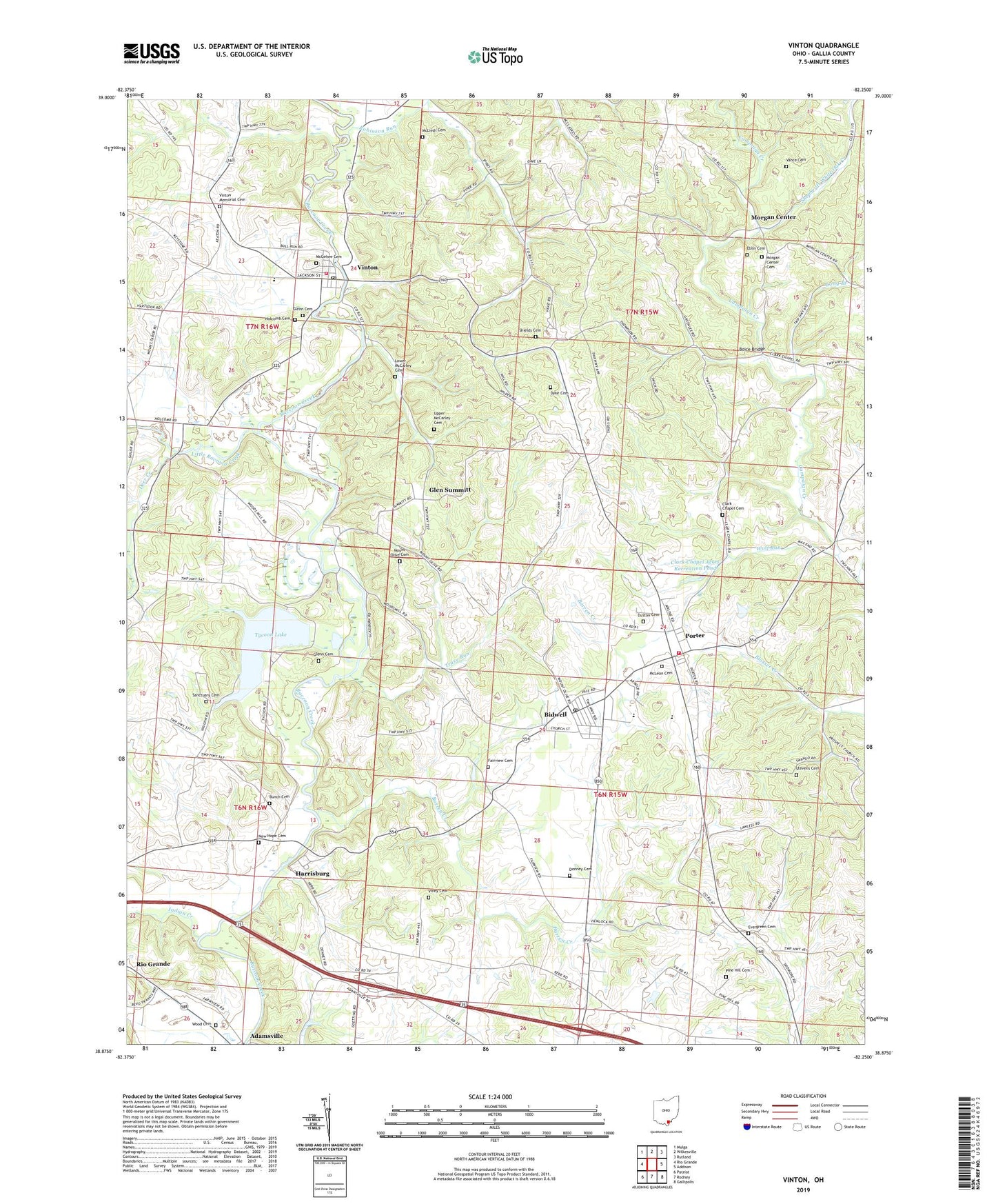 Vinton Ohio US Topo Map Image
