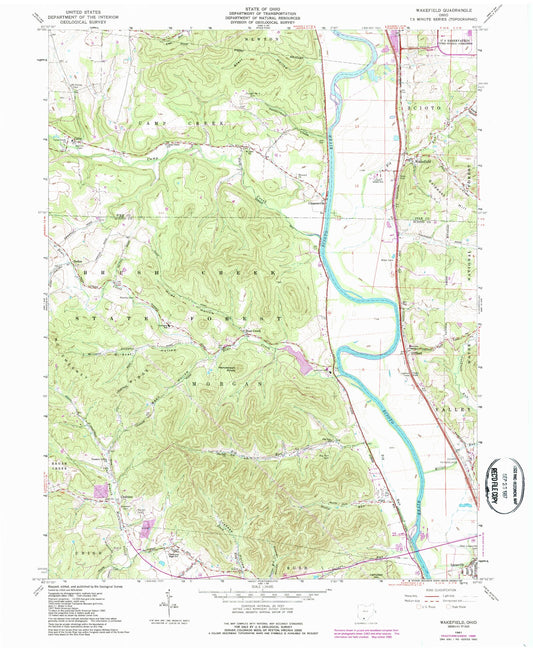 Classic USGS Wakefield Ohio 7.5'x7.5' Topo Map Image