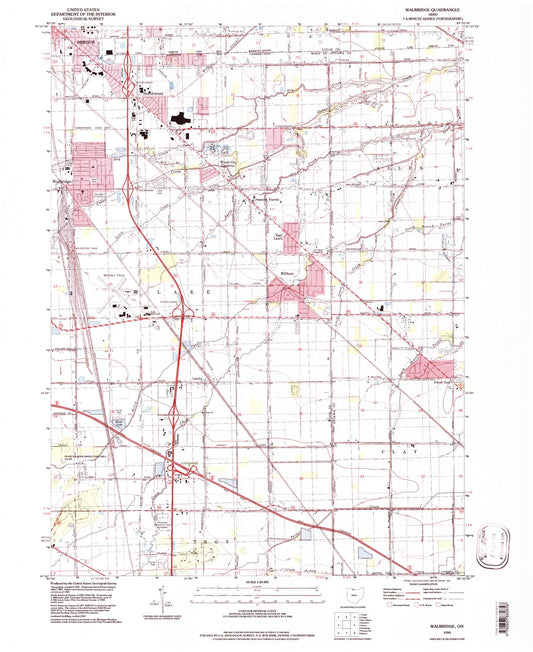 Classic USGS Walbridge Ohio 7.5'x7.5' Topo Map Image