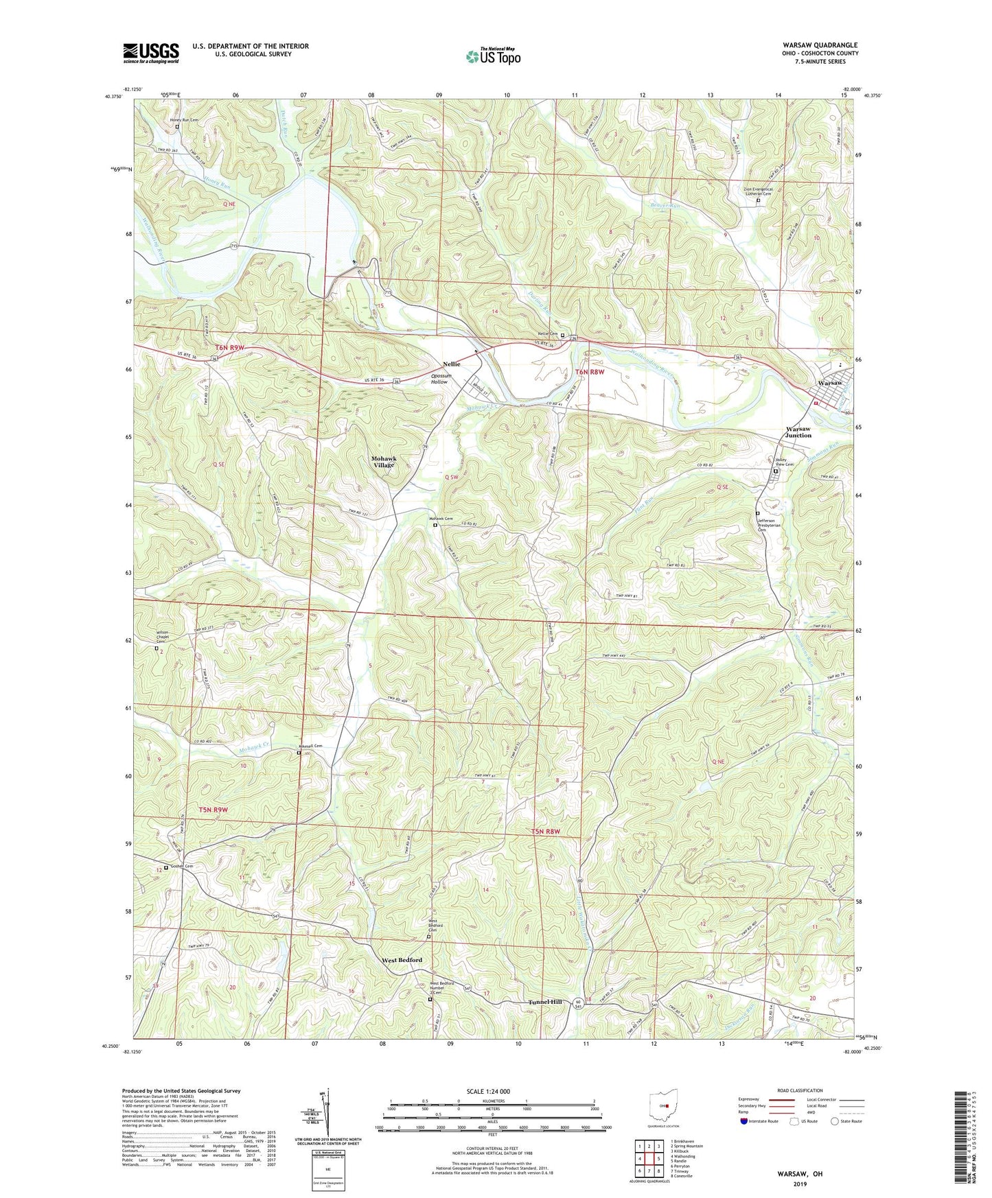 Warsaw Ohio US Topo Map Image
