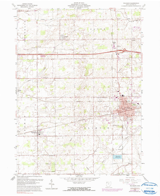 Classic USGS Wauseon Ohio 7.5'x7.5' Topo Map Image