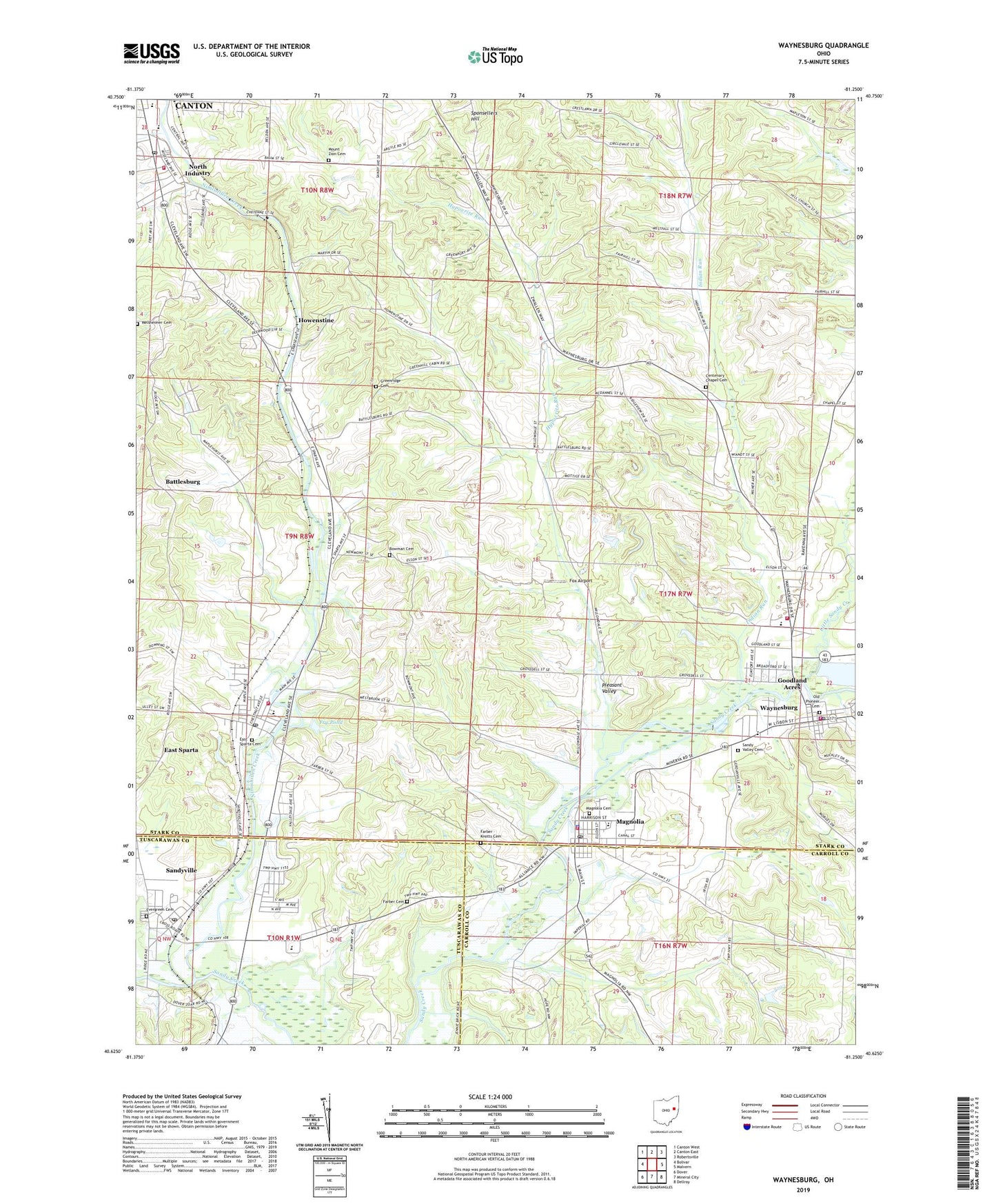 Waynesburg Ohio US Topo Map Image