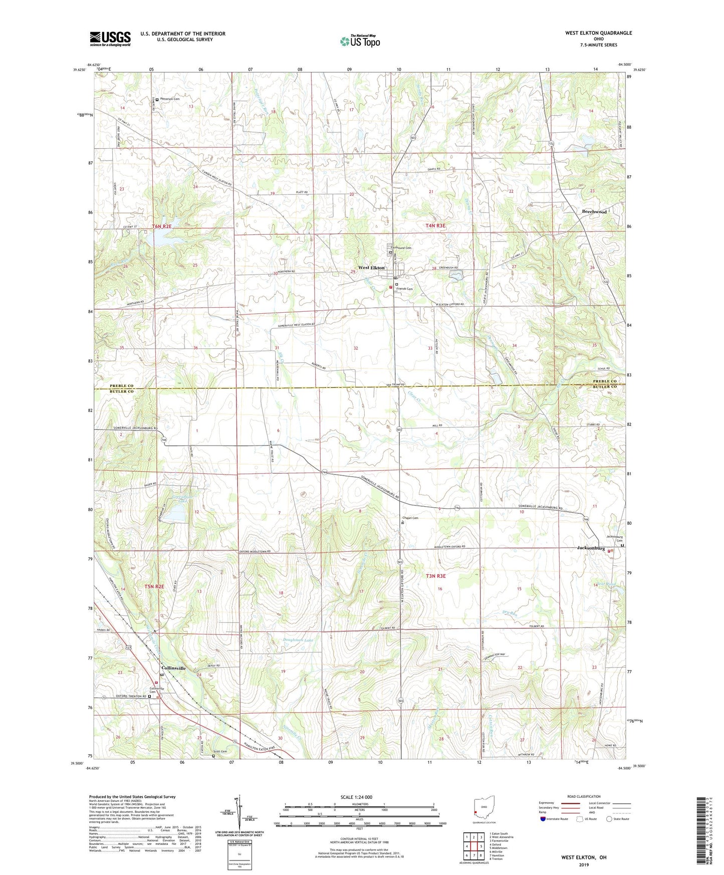 West Elkton Ohio US Topo Map Image