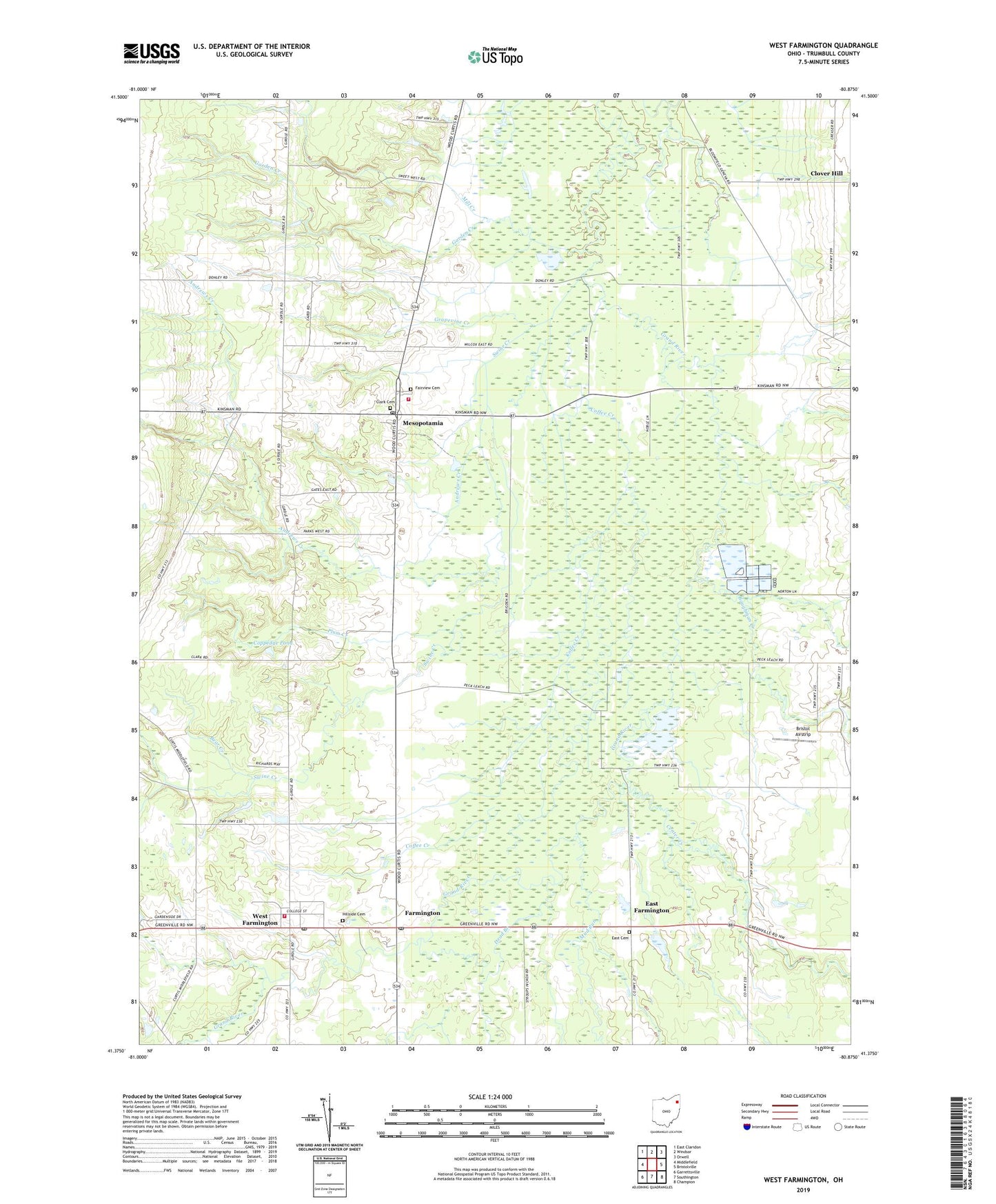 West Farmington Ohio US Topo Map Image