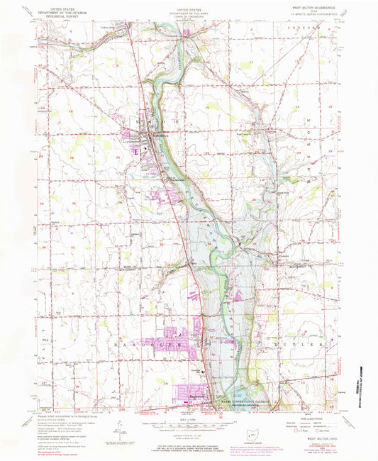 Classic USGS West Milton Ohio 7.5'x7.5' Topo Map Image