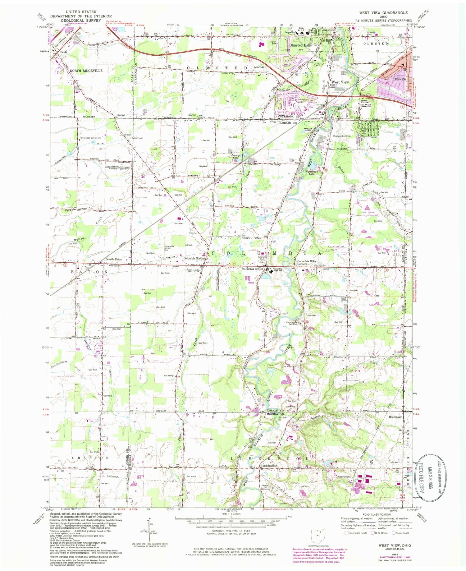 Classic USGS West View Ohio 7.5'x7.5' Topo Map Image
