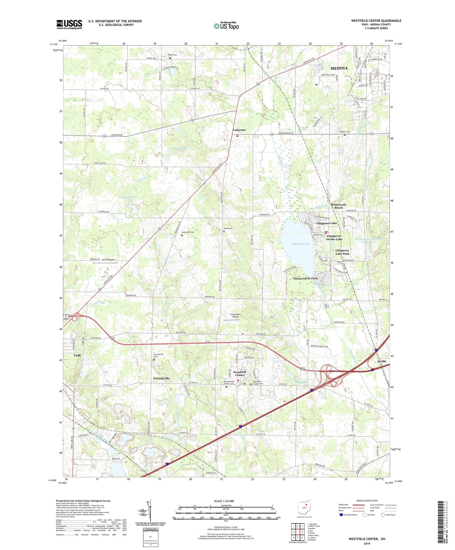 Westfield Center Ohio US Topo Map Image