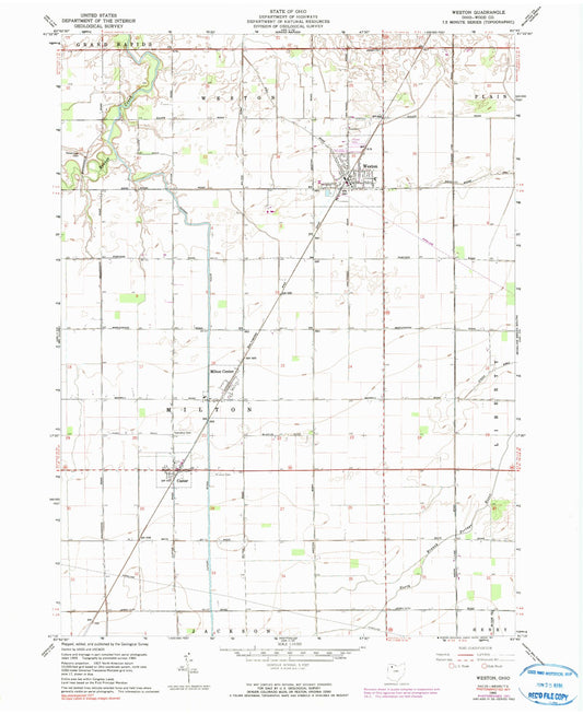 Classic USGS Weston Ohio 7.5'x7.5' Topo Map Image