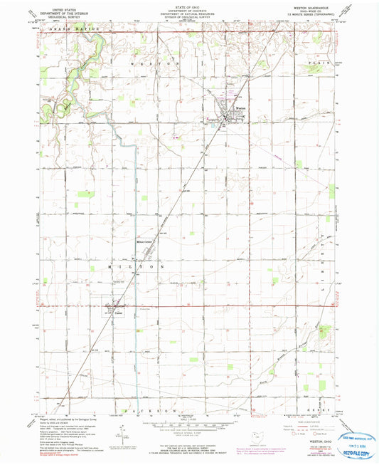 Classic USGS Weston Ohio 7.5'x7.5' Topo Map Image