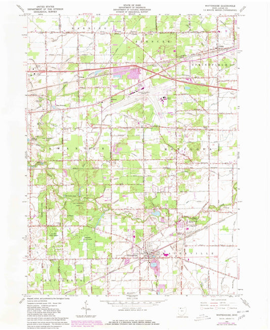 Classic USGS Whitehouse Ohio 7.5'x7.5' Topo Map Image