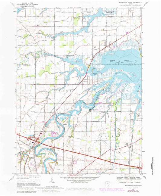 Classic USGS Wightmans Grove Ohio 7.5'x7.5' Topo Map Image