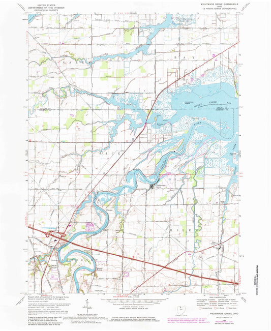 Classic USGS Wightmans Grove Ohio 7.5'x7.5' Topo Map Image