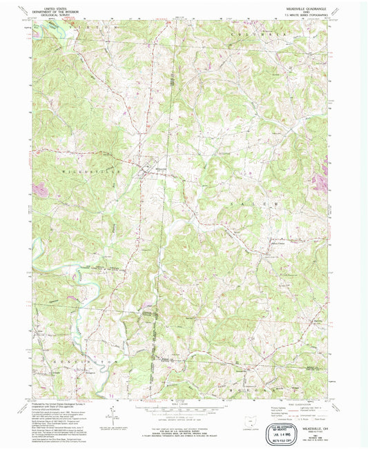 Classic USGS Wilkesville Ohio 7.5'x7.5' Topo Map Image