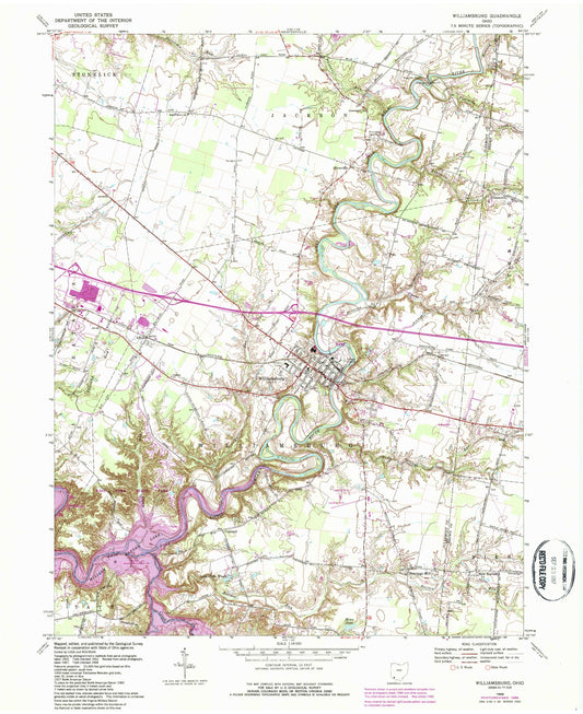 Classic USGS Williamsburg Ohio 7.5'x7.5' Topo Map Image
