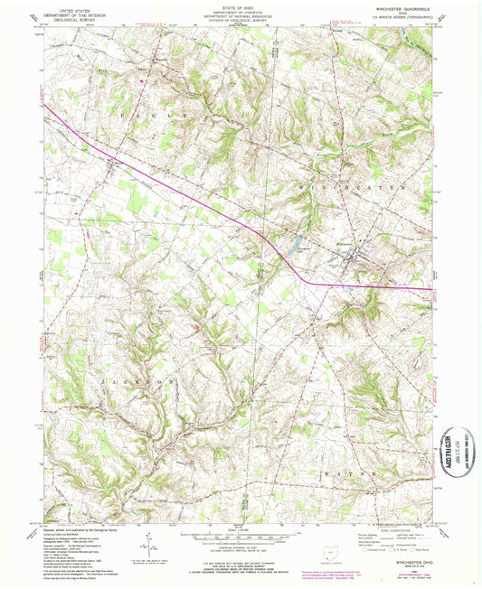 Classic USGS Winchester Ohio 7.5'x7.5' Topo Map Image