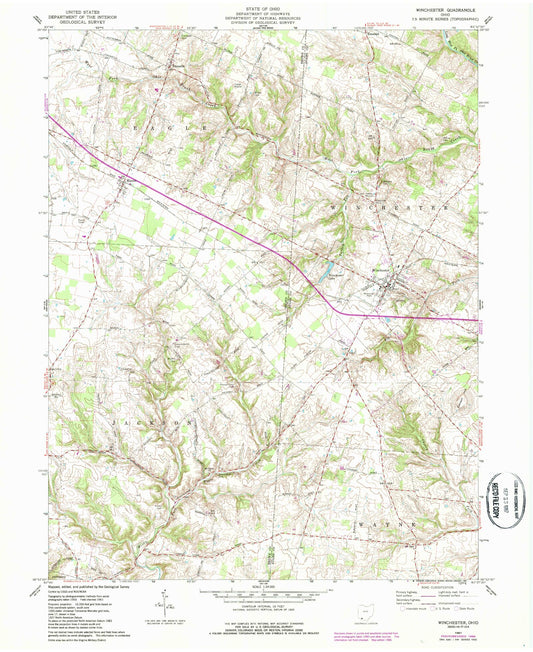 Classic USGS Winchester Ohio 7.5'x7.5' Topo Map Image