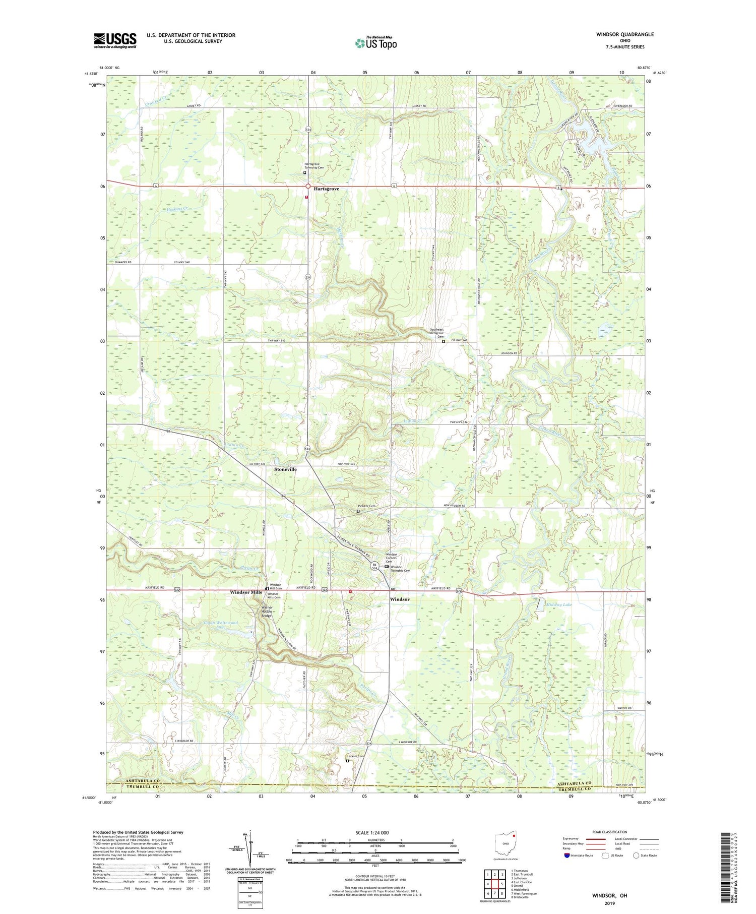 Windsor Ohio US Topo Map Image