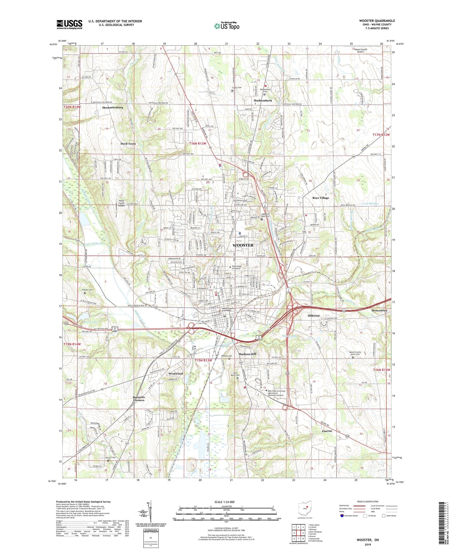 Wooster Ohio US Topo Map Image